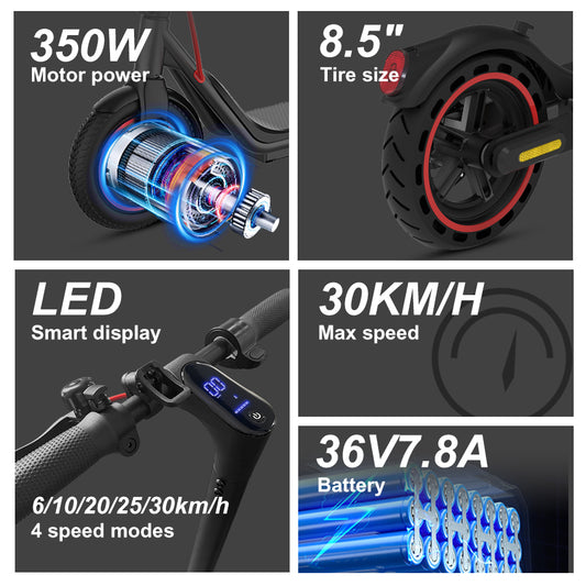 WildStride WI2 350W Foldable Electric Scooter, 25KM/H, 30KM Range