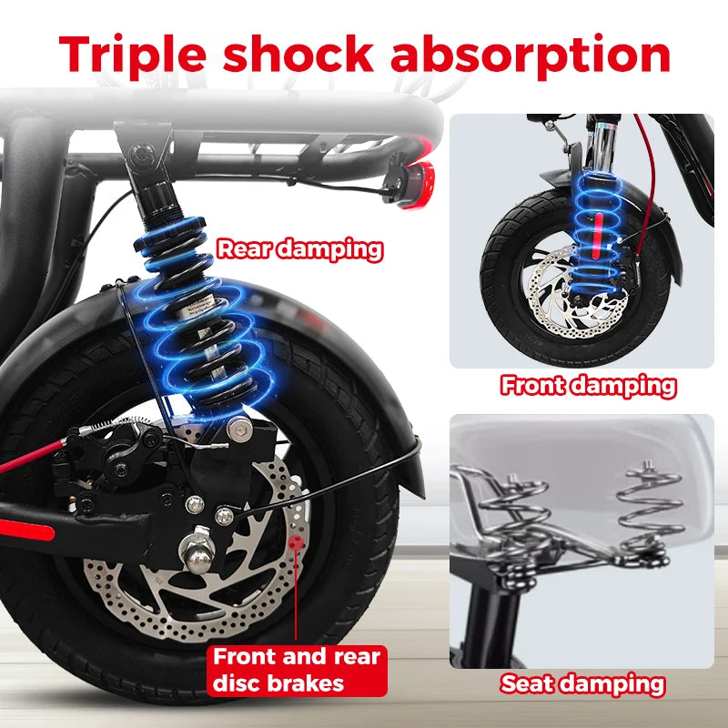 500W Electric Scooter with Seat & Basket, 25KM/H, 12 Inch Wheels