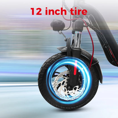 500W Electric Scooter with Seat & Basket, 25KM/H, 12 Inch Wheels