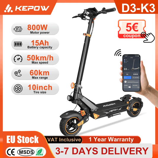 KEPOW K3-D3 800W Foldable Electric Scooter, 50KM/H, 48V 15Ah